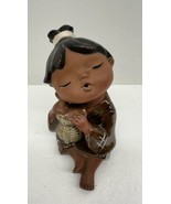 Asian child Japanese figurine Uctci Terracotta Clay Holding Basket - €18,23 EUR