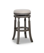 Weathered Gray 30&quot; Bar Stool, Beige Seat - $253.01 CAD