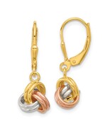 Sterling Silver Tri Color Love Knot Leverback Earrings - $1,279.29 MXN