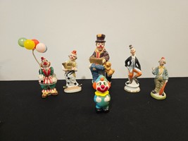 Mid Century Ceramic &amp; Rubber Clown Figurines! Lot of 6 - £37.77 GBP