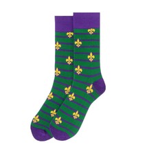 Men&#39;s Mardi Gras Socks Fleur De Li Green, Purple Yellow Gift for Him Dre... - £11.03 GBP