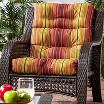 High Back Chair Cushion w Strings Outdoor Extra Comfort Weather Stain Resistant - £63.41 GBP