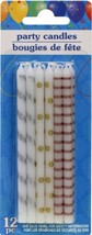 Long Party Candles with Stripes &amp; Polka Dots 12pc Set - £6.08 GBP