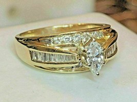 2Ct Marquise Cut VVS1 Simulated Diamond Solitaire Ring 14K Yellow Gold Plated - £88.60 GBP