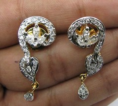 Two Tone CZ Simulated Pendant Earrings Set + Free Chain - £30.75 GBP