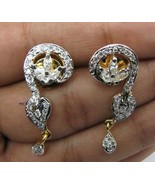 Two Tone CZ Simulated Pendant Earrings Set + Free Chain - £30.83 GBP
