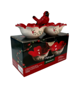 Pfaltzgraff Winterberry 2 Section Cardinal Server Candy Snack Dish Excel... - $21.92