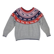 Holiday Time Women&#39;s XL DOGS Fair Isle Knit Sweater, Gray Silver Christmas Cute - $19.35