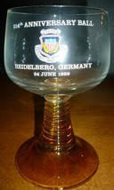 1989 COMMEMORATIVE GERMANY DEFEND PROTECT RIBBED STEM AMBER WINE GLASS S... - £9.29 GBP