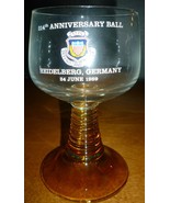1989 COMMEMORATIVE GERMANY DEFEND PROTECT RIBBED STEM AMBER WINE GLASS S... - £9.21 GBP