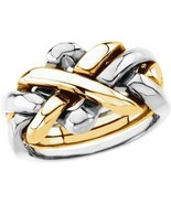 Authenticity Guarantee 
14k White and Yellow Gold Men&#39;s 4 Piece Puzzle Ring - £1,661.34 GBP+