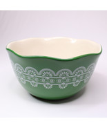 Pioneer Woman Green Serving Mixing Bowl Scalloped Rim Stoneware Medium Size - $252.96 MXN