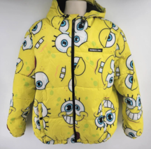 Nickelodeon Spongebob Puffer Jacket Hooded Members Only Yellow Size L - $89.05