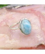 Anello di ovatta in solitario Larimar di alta qualità argento 925 - $57.18