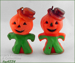 Vintage Gurley Halloween Pumpkin Head Scarecrow Candles (#M4884) - £22.33 GBP