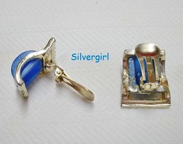 Vintage Clip On Earrings Gold, Blue - £7.23 GBP