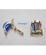 Vintage Clip On Earrings Gold, Blue - $12.29 CAD