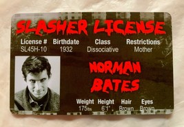 Norman Bates Psycho Slasher License ID Card Anthony Perkins Horror Movie Motel - £7.12 GBP