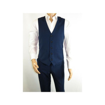 Men's RENOIR Vest Wool 140's Adjustable, Two Pockets 508-19 Navy Blue image 10