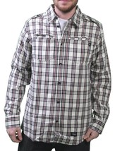 Orisue Charleston Cream Long Sleeve Woven Cotton Button Up Down Plaid Sh... - $635.93 MXN