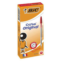 BiC Cristal Original Ballpoint Pen (12/box) - Medium Red - £26.35 GBP