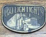 Vintage Raleigh Lights Tobacco Cigarette Truck Trucking Belt Buckle CV JD - $9.89