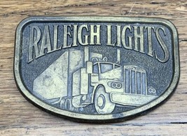 Vintage Raleigh Lights Tobacco Cigarette Truck Trucking Belt Buckle CV JD - £7.75 GBP