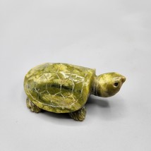 Green Stone Hand Carved Turtle Figurine 3&quot; Statue 128 Grams Serpentine? - £30.59 GBP