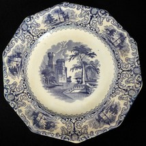English Staffordshire Transferware Plate Pearl White Foliage Design 19th Century - £81.54 GBP
