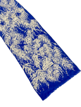 Vintage Pierre Balmain Paris Scarf STUNNING Blue &amp; White Fern Leaf Long Silk 47&quot; - £104.70 GBP