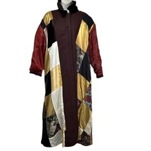 brown reversible patchwork long trench coat damaged - $54.44