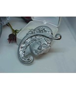 TORINO BROOCH PIN WOMAN LADY 1920&#39;s Art Nouveau HAT Floral 2.5&quot; Silver 2... - $17.77 CAD