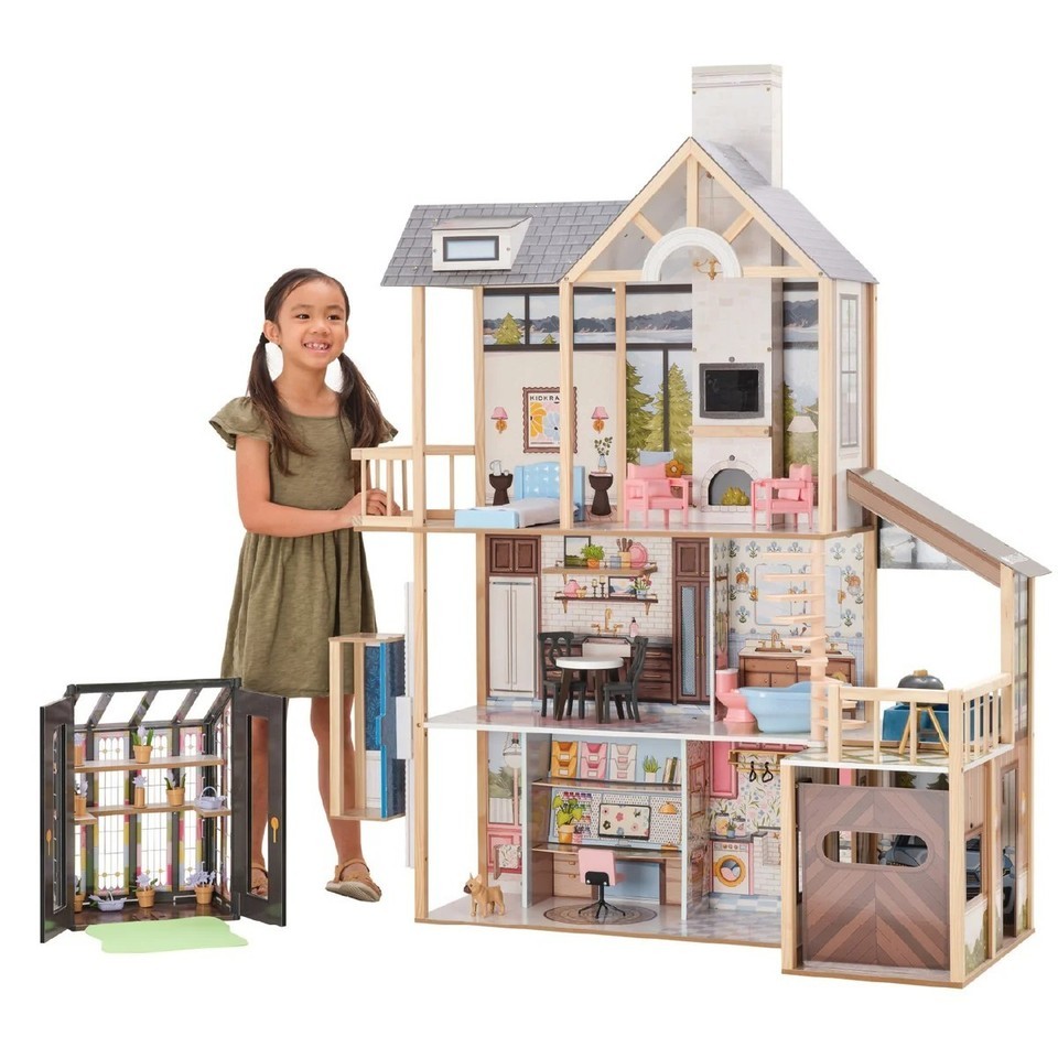 New Kidkraft Lakeview Villa Wooden 59" Dollhouse & Greenhouse, 13 Play Pls 20656 Item image 15