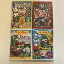 Veggie Tales Lot of 4 DVD Movies Christian Animated Series All Tested &amp; Works - £14.87 GBP