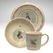 Wedgwood Peter Rabbit Christening Dish Set Child Plate Bowl Cup Beatrix Potter - £19.86 GBP