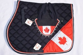 CANADIAN FLAG SADDLE PAD SET FLY VEIL HORSE EAR BONNET EQUESTRIAN Free S... - £35.63 GBP