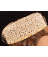 Mid-Century Hat w Sequins, Velvet Band-Union Made - £53.14 GBP