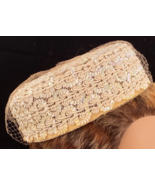 Mid-Century Hat w Sequins, Velvet Band-Union Made - $65.45