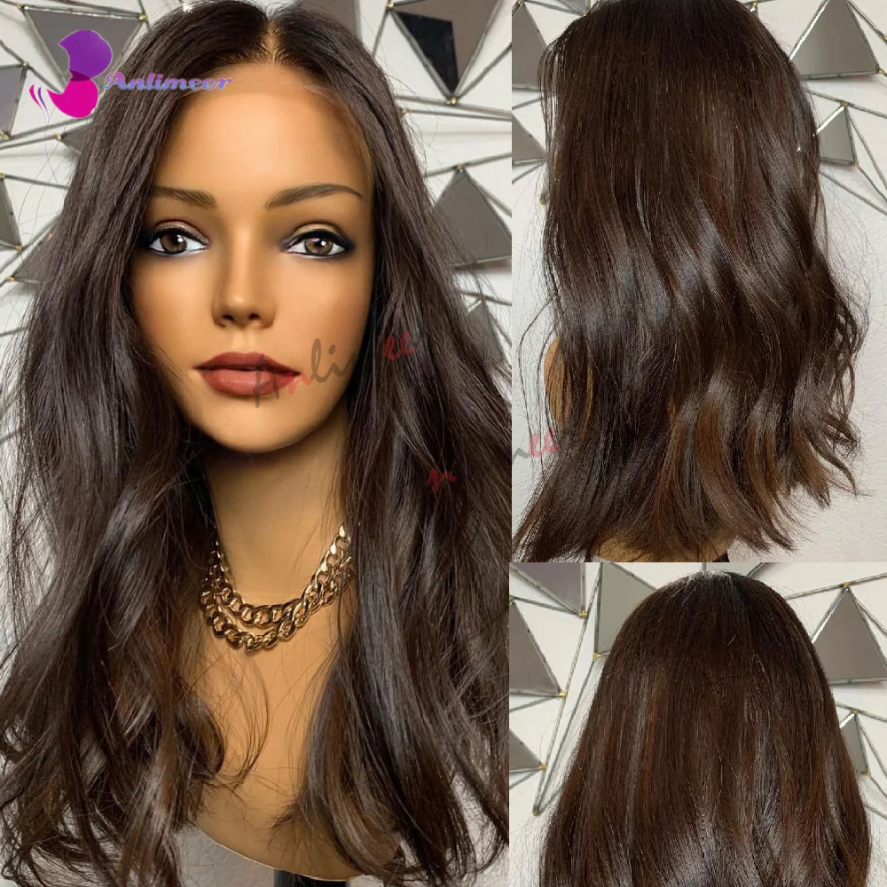 Chocolate Brown Colored Human Hair Wig Glueless Human Hair Wigs for Black Women - £108.83 GBP+