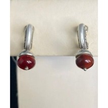 925 Sterling Silver And Carnelian Earrings Sky - $43.76