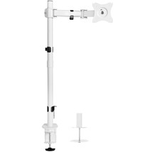 White Single Monitor Desk Mount Extra Tall Adjustable Stand for up to 32&quot; Screen - £73.53 GBP
