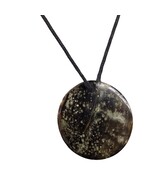 Handcrafted Resin Pendant Necklace Speckled Stone Look Black Cord Boho J... - €17,09 EUR