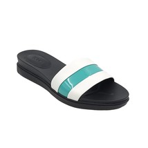 LOGO Lori Goldstein Women Slide Sandals Gwen Size US 8M White Birch Leather - £15.82 GBP