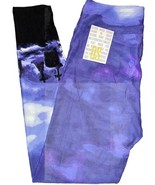 NWT LuLaRoe OS (2-12) Purple Tie Dye Ombré Black Graveyards Halloween Le... - $24.74