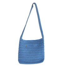 THE SAK Original Crochet Blue Hobo Shoulder Bag Festival Purse Boho Pockets - £30.44 GBP