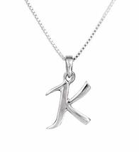 Sterling Silver Initial Charm Necklace, Letter K, 20&quot; - £16.72 GBP