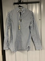 J. Crew Men&#39;s 2 Ply Cotton Button Down Blue Striped Shirt Classic Fit Size XS - £21.28 GBP