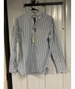 J. Crew Men&#39;s 2 Ply Cotton Button Down Blue Striped Shirt Classic Fit Si... - £21.30 GBP