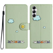 For Samsung Galaxy A25 Cartoon Cats Leather Phone Case(Green) - £3.94 GBP