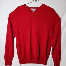Daniel Cremieux Men L 100% Cashmere Red V-neck Pullover Sweater - £43.52 GBP